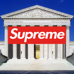 supreme court building with supreme logo